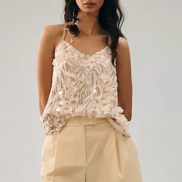 Gorgeous LN Porridge Arielle Sequin Tank from Anthropologie Size M (off-white). - Picture 6 of 6